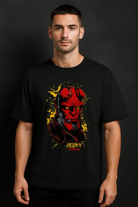 Scratchh Devil Print Unisex Terry Oversized Tee