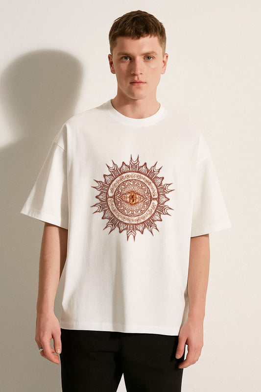 Scratchh God Eye Print Unisex Terry Oversized Tee