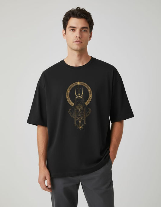 Scratchh Devil Goldan Print Unisex Terry Oversized Tee